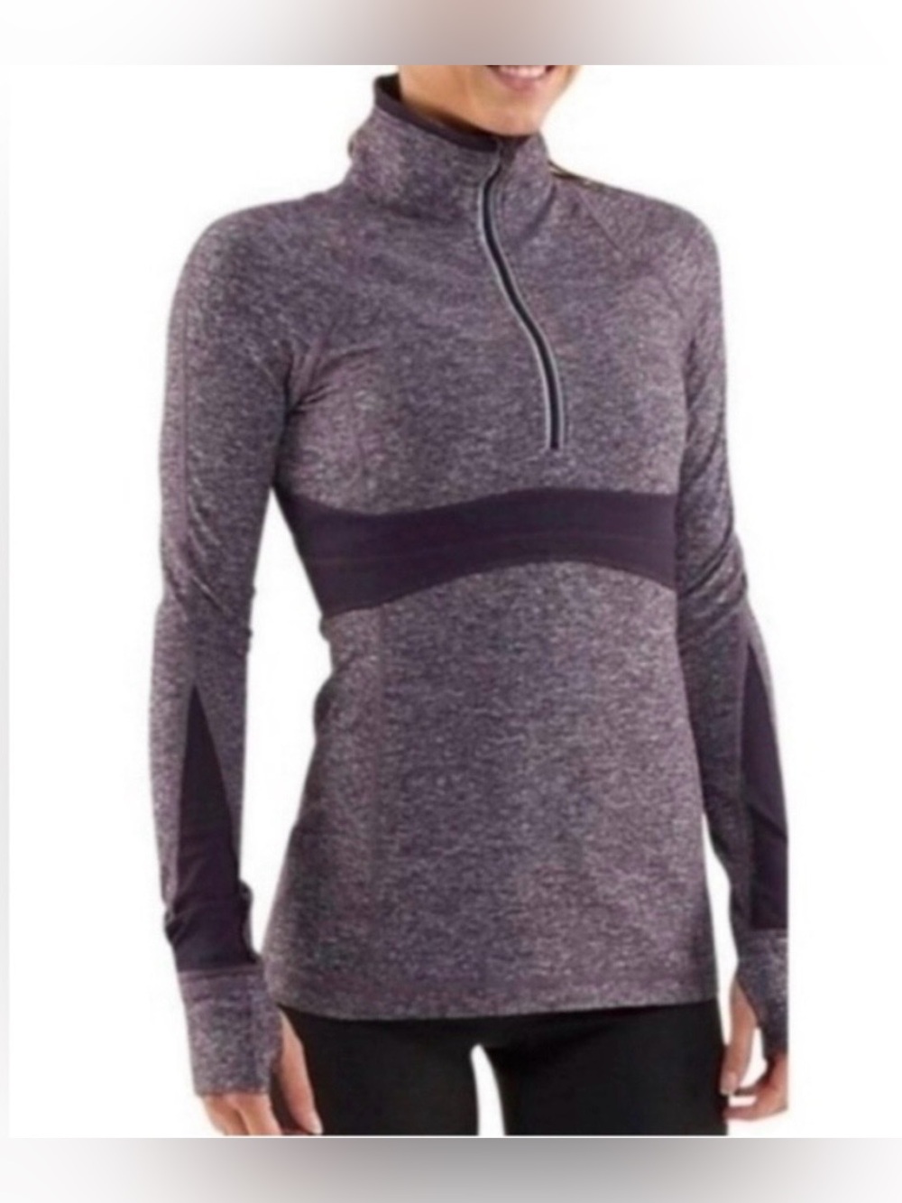 Lululemon Run Full Tilt Half Zip Pullover Heathered Purple Performance Women’s 8